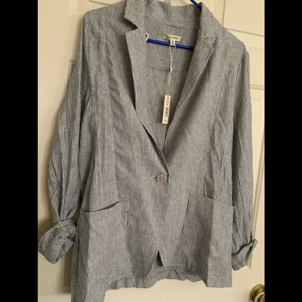 * New Max Studio Linen Blend Lightweight Blazer SZ Medium *